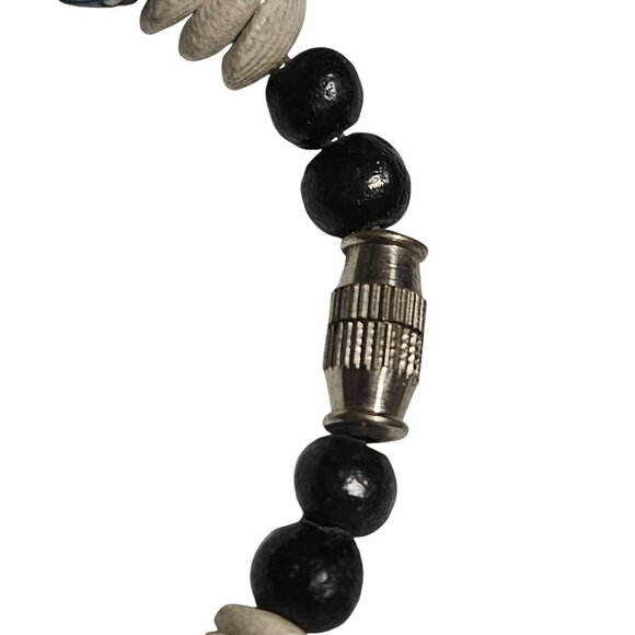 African Inspired Tribal Beaded Bracelet White Disc Bead Spacers Jewelry Unisex - Picture 3 of 4